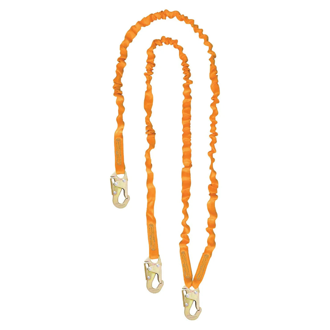 6’ Double Leg Internal Shock Absorbing Lanyard With 3 Steel Snap Hook