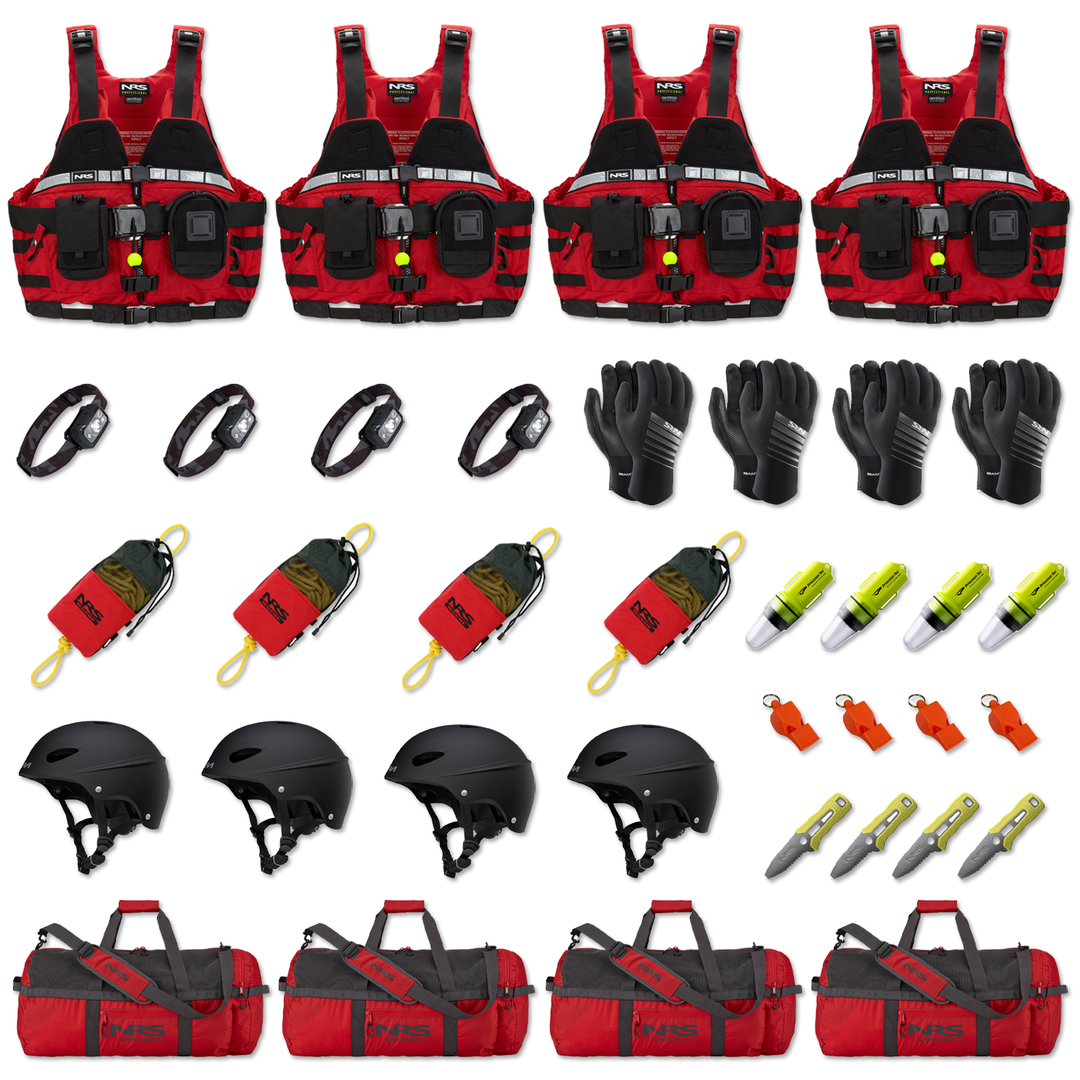 "Swiftwater Rescue OPS" 4 Man Water Rescue Kit - Red