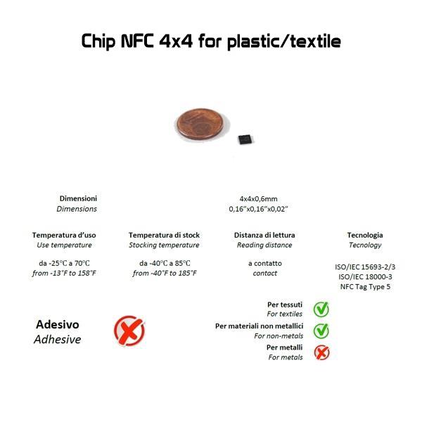NFC CHIP 4X4 FOR PLASTIC AND TEXTILE