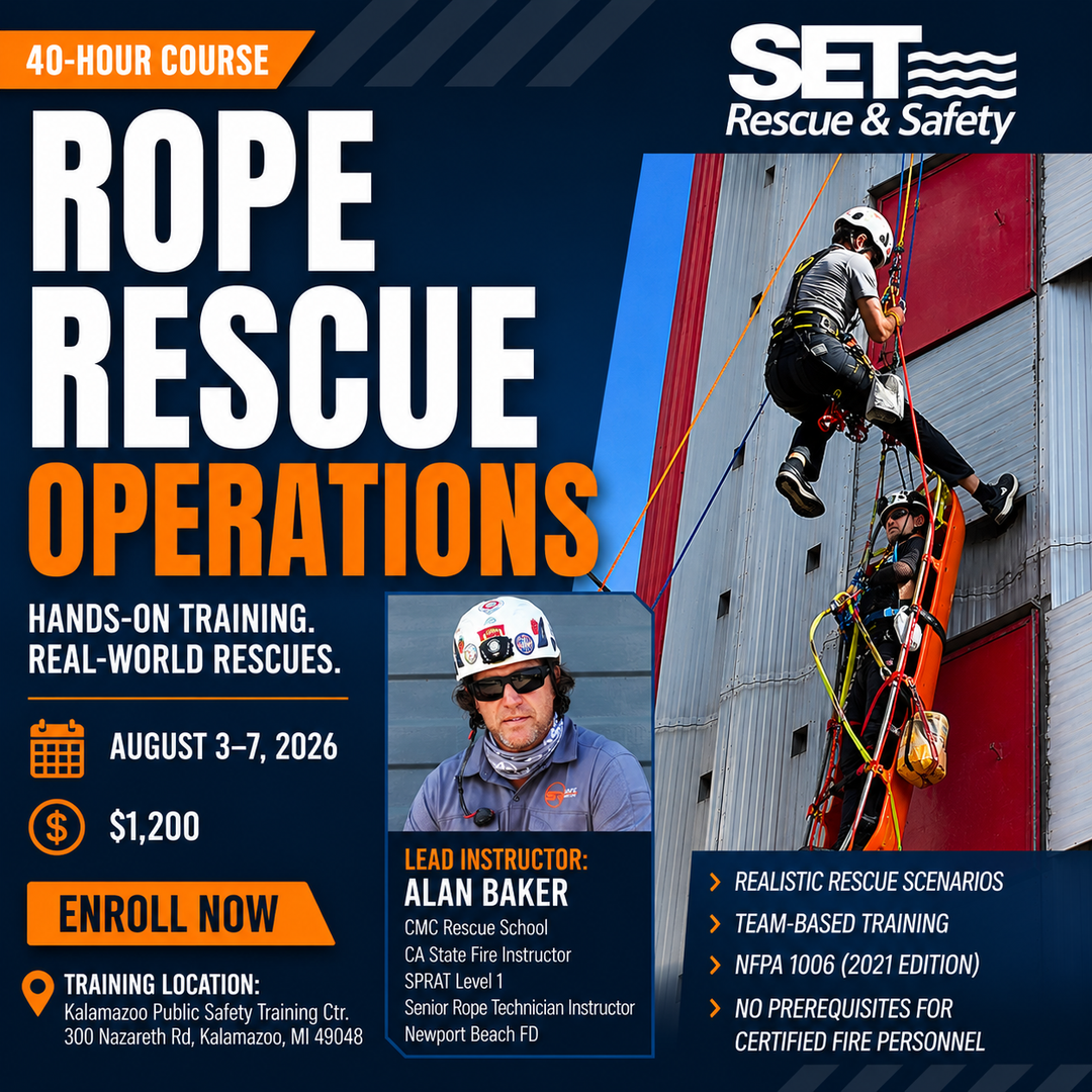 Rope Rescue Operations: Michigan - Kalamazoo Public Safety Training Center - August 3-7, 2026