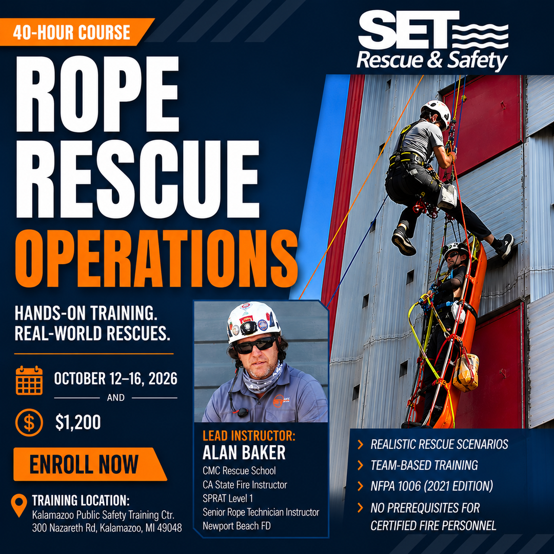 Rope Rescue Operations: Michigan - Kalamazoo Public Safety Training Center - October 12-16, 2026