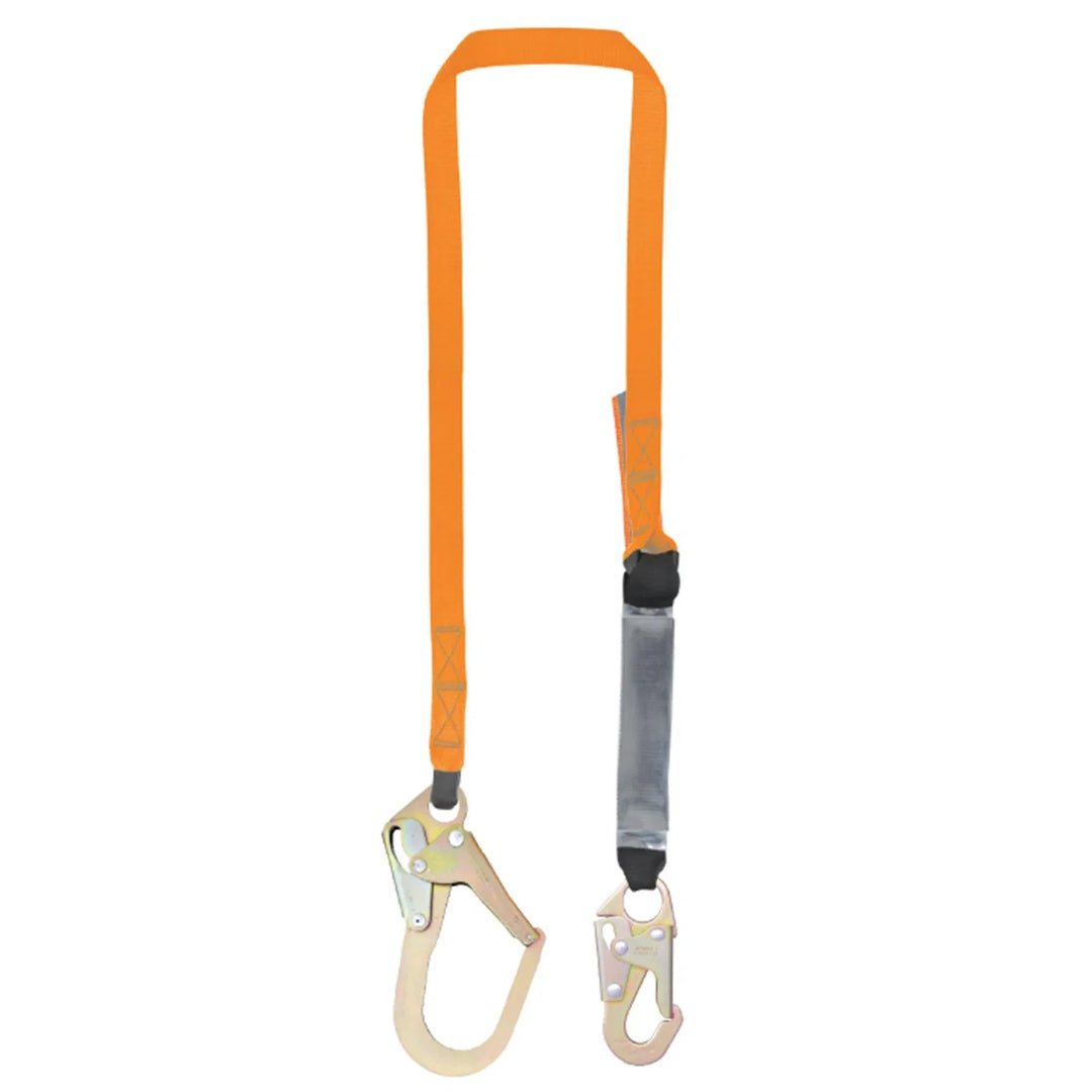 6’ Single Leg External Shock Absorbing Lanyard With 1 Rebar Hook And 1 Steel Snap Hook